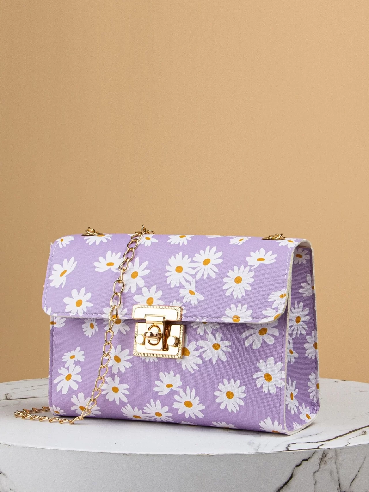 Geantă CrossBody violet florală - imagine 2