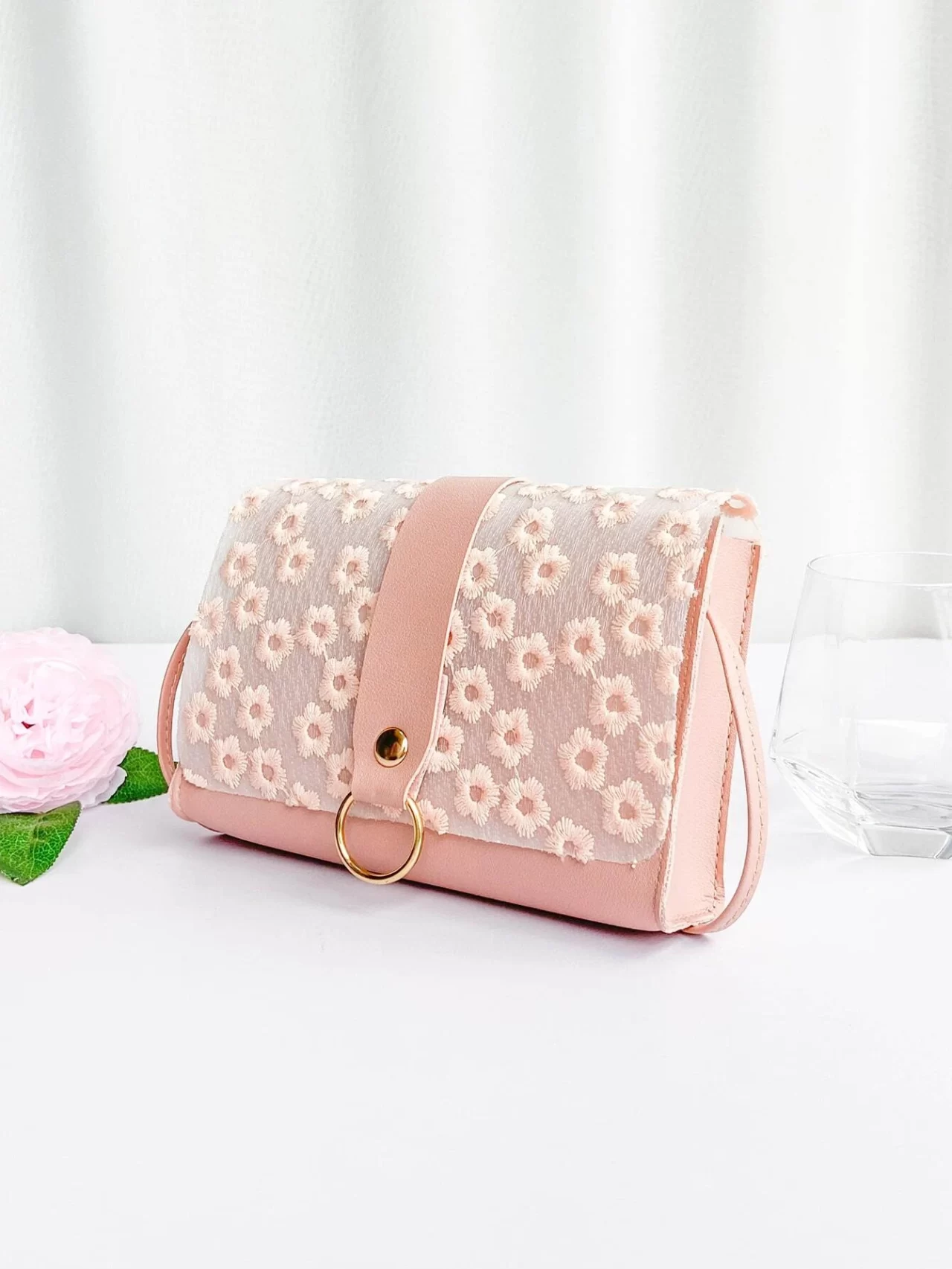 Geantă CrossBody cu broderie florală - imagine 2