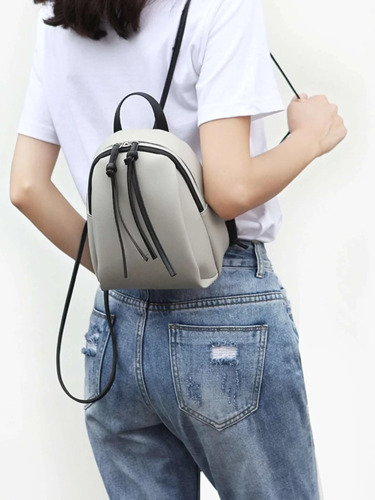 Rucsac Gri din piele artificială - imagine 2