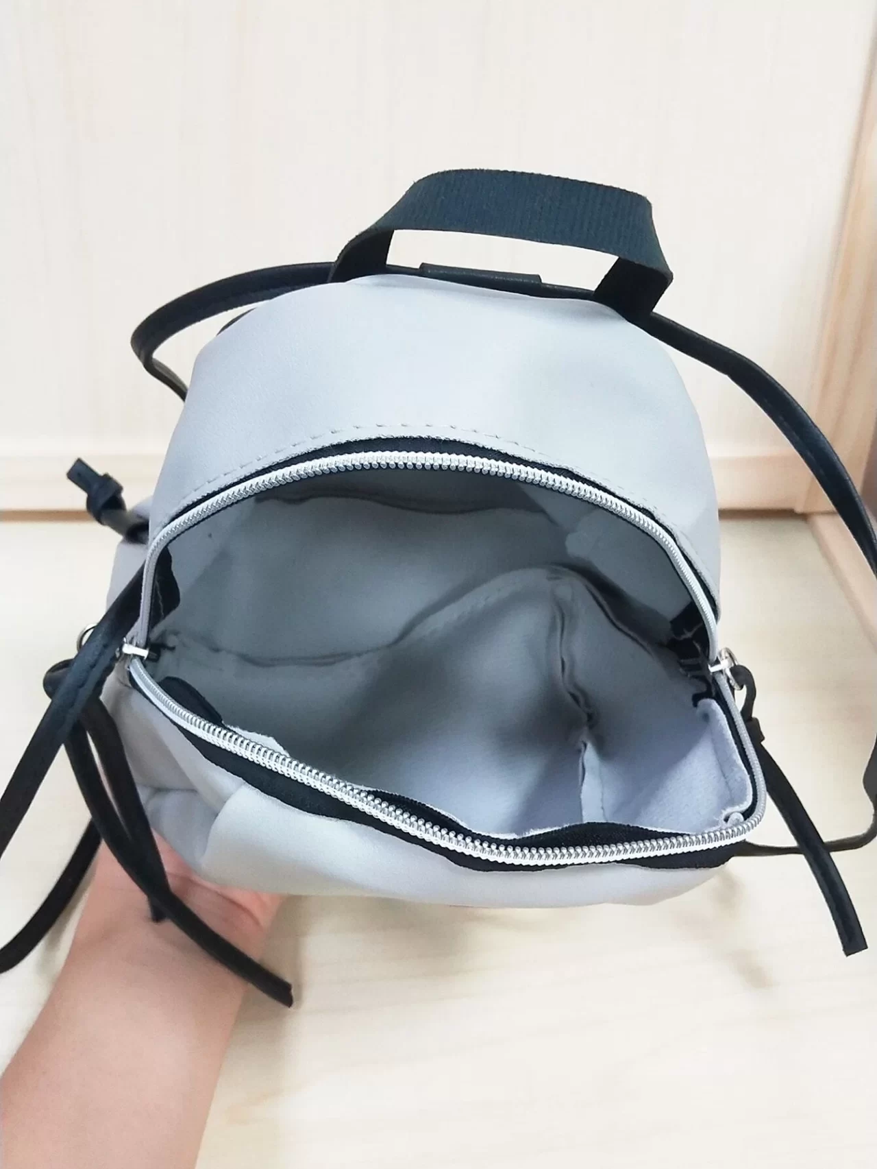 Rucsac Gri din piele artificială - imagine 4